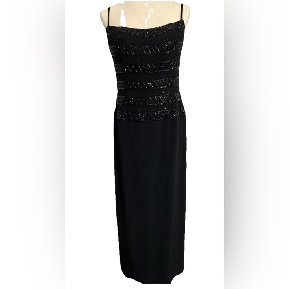 B’zar Women’s Vintage 90s Dress Gown Beaded Black Formal Vintage 10
